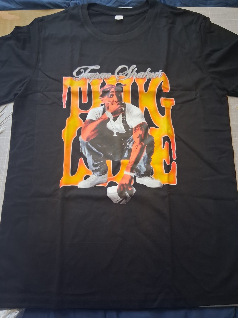 Tupac Shakur Black Graphic Tee - Thug Love Design Size S-XL
